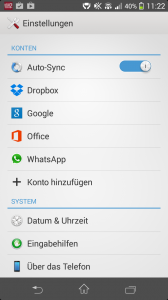 In the screenshot: Check the accounts in the settings - Here: Android 4.3