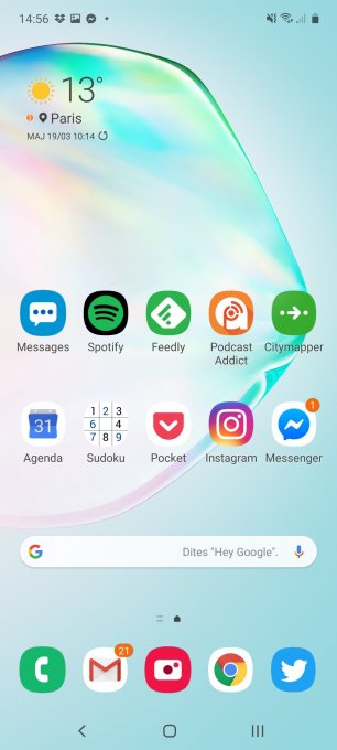 The One UI 2.0 interface on the Samsung Galaxy Note 10 Lite