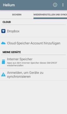 Helium: restore app data to new smartphone