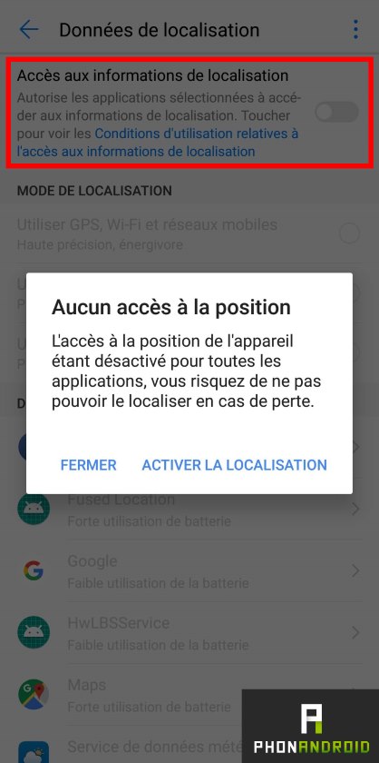 android disable location