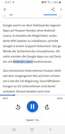 This is what it looks like when the Google Assistant reads a web article.  The word just read is highlighted, the browser page scrolls according to the reading speed.