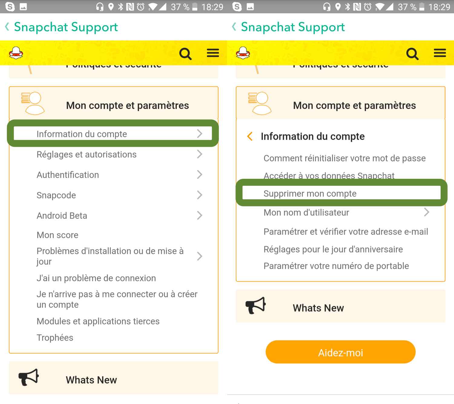 comment supprimer un compte snapchat sur samsung