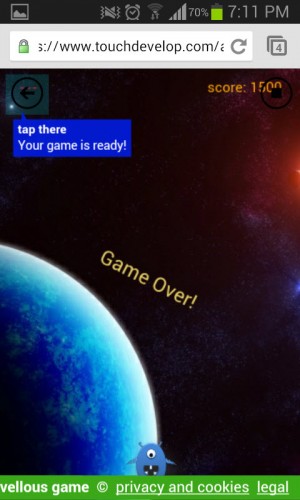 Game created with TouchDevelop