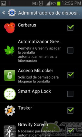 Visible android device managers