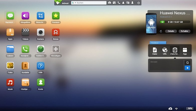 airdroid web interface de