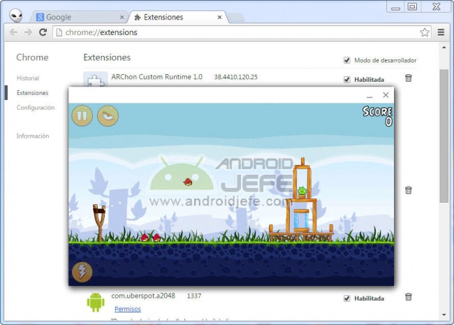 angry birds for android on google chrome
