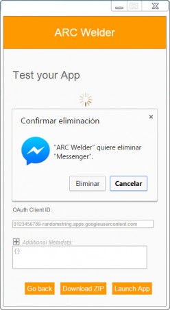 Clicking Cancel keeps the previous app loaded / saved in Google Chrome.