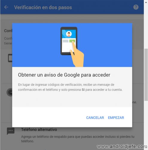 authorize access google account cell phone verification two steps