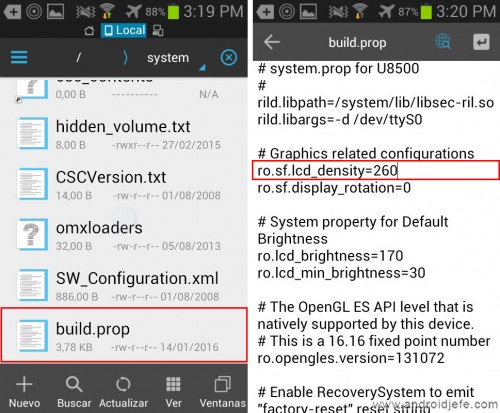 change the dpi in android build.prop