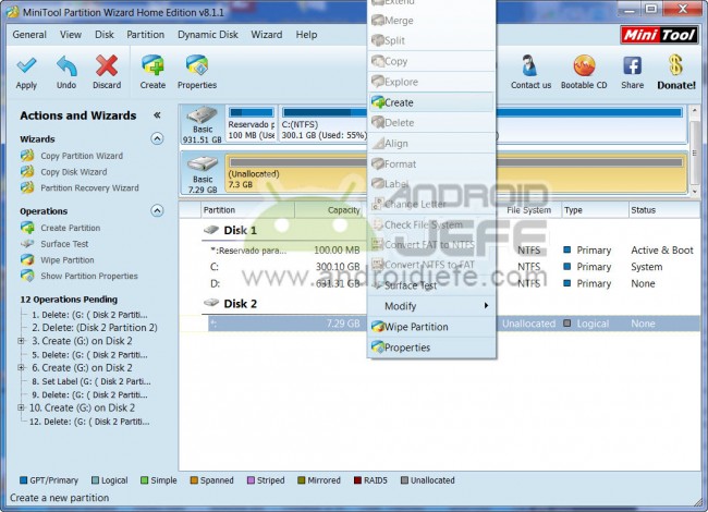 create partition sd minitool 2