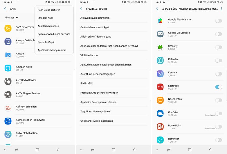 display overlay android oreo samsung menu german jan 2019