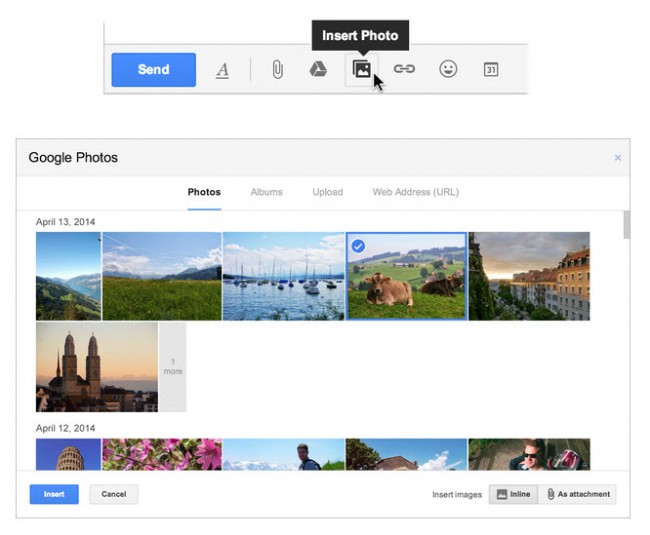 Send photos by Gmail - Google Photos supported