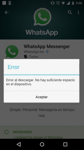 error download whatsapp space