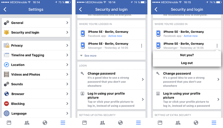 facebook messenger log out facebook app ios