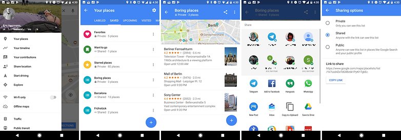 google maps share list