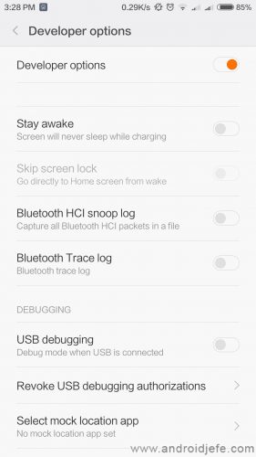 hidden menus xiaomi mi 5 developer mode