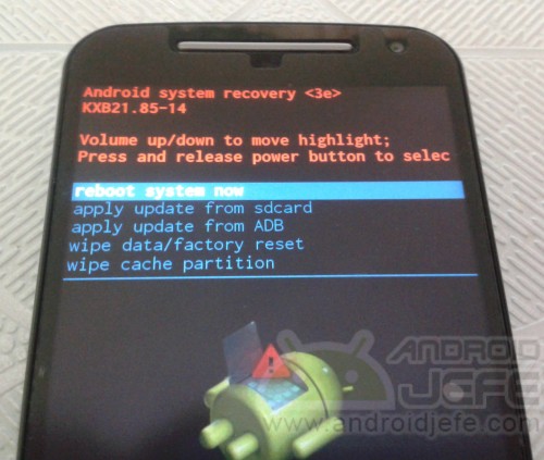Recovery Mode of the Motorola Moto G 2014
