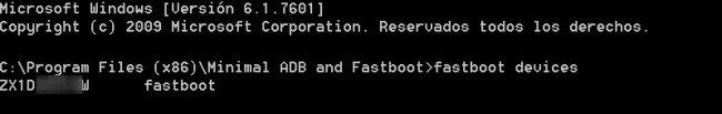 ADB and Fastboot software running on Windows.
