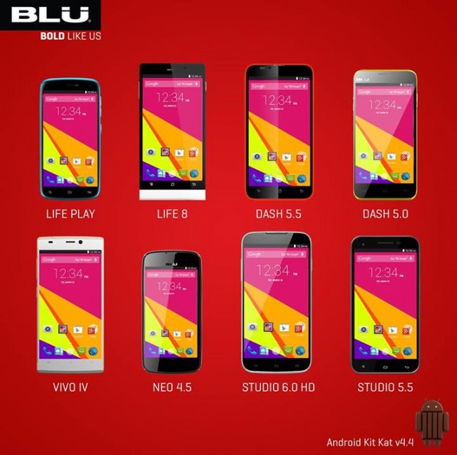 blu android kit kat phones