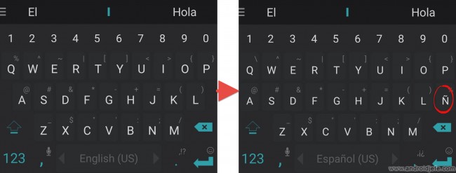 put ñ android keyboard example