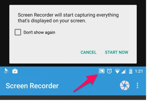 pop up record lollipop screen 5.0 android