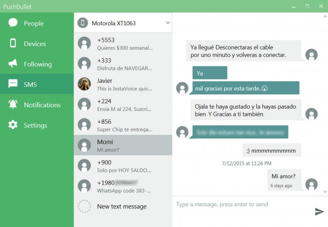 pushbullet sms client