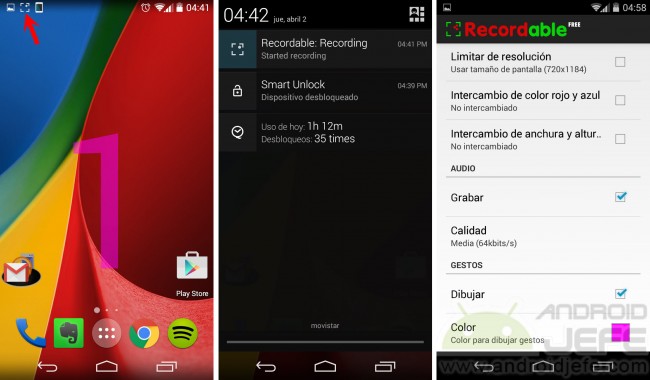 Recordable on Moto G 2nd Gen with Android 4.4.4 without root.