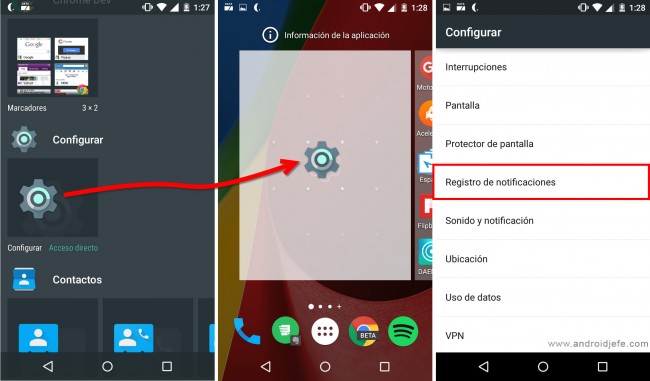 view notification history on android widget