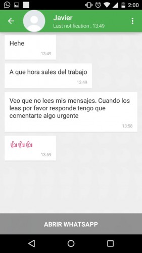 Reading Javier's messages on StealthApp