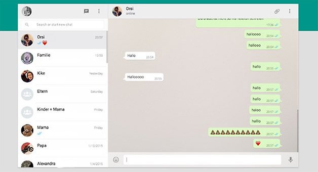 WhatsApp Web Interface screenshot on PC