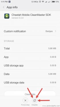 Deactivate a factory application on Xiaomi MI 5.