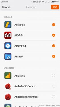 xiaomi disable selected apps