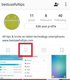 Click on 3 horizontal dots on your Instagram profile