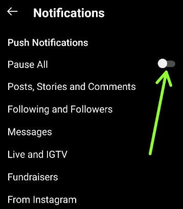 How to disable push notifications for your Instagram device