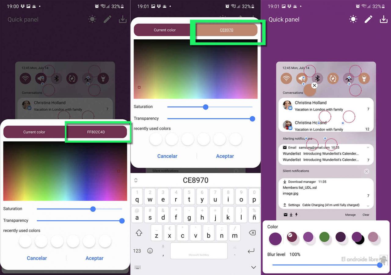 Coloring the active shortcuts in the notification panel