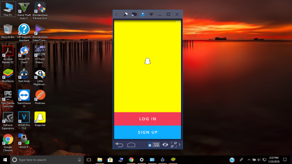 Snapchat not working in BlueStacks Emulator