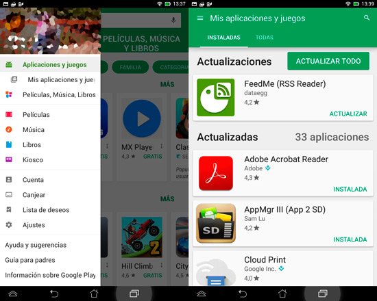 Update apps on Android