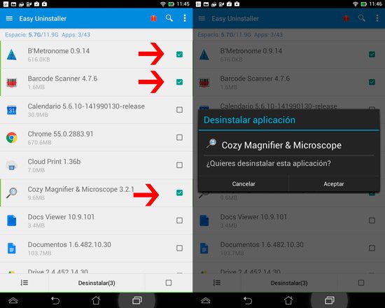 Uninstall apps on Android