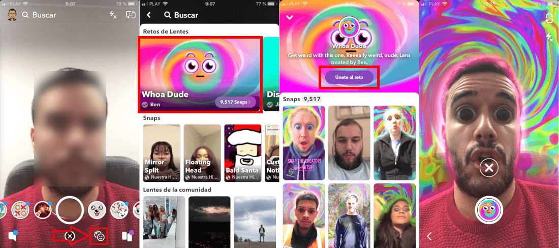 Snapchat filter challenges for iPhone or Android
