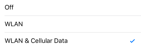 select WLAN and Cellular data