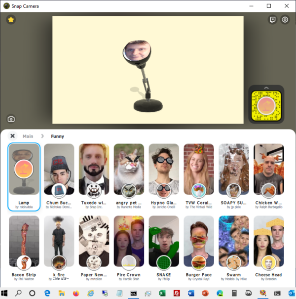 Filters and effects in Snap Camera to use in real time with Microsoft Teams