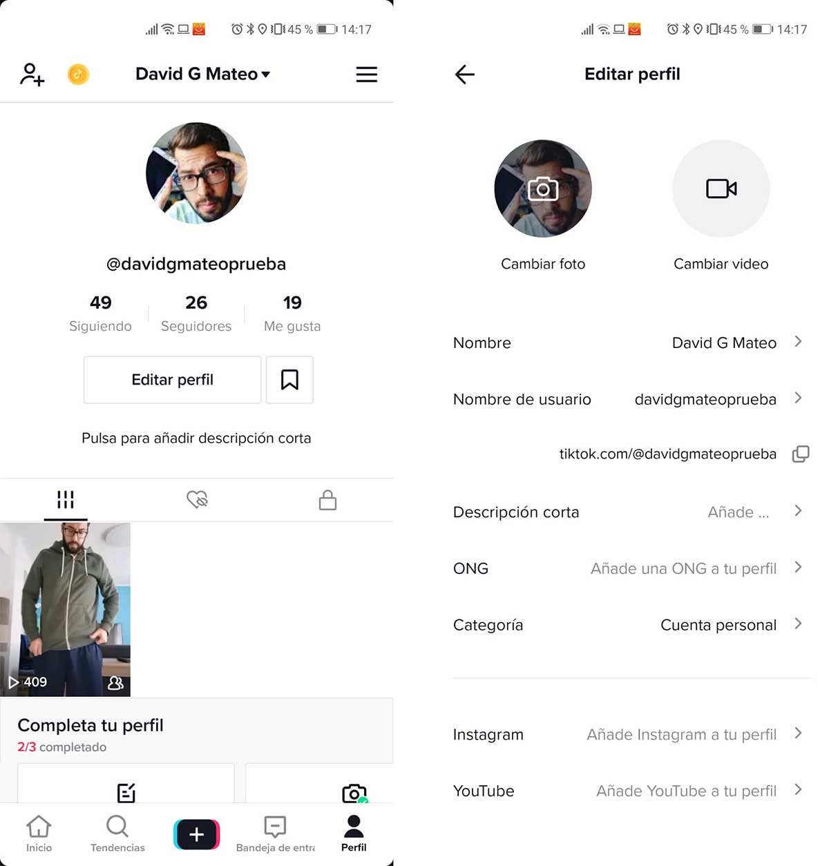 TikTok profile video