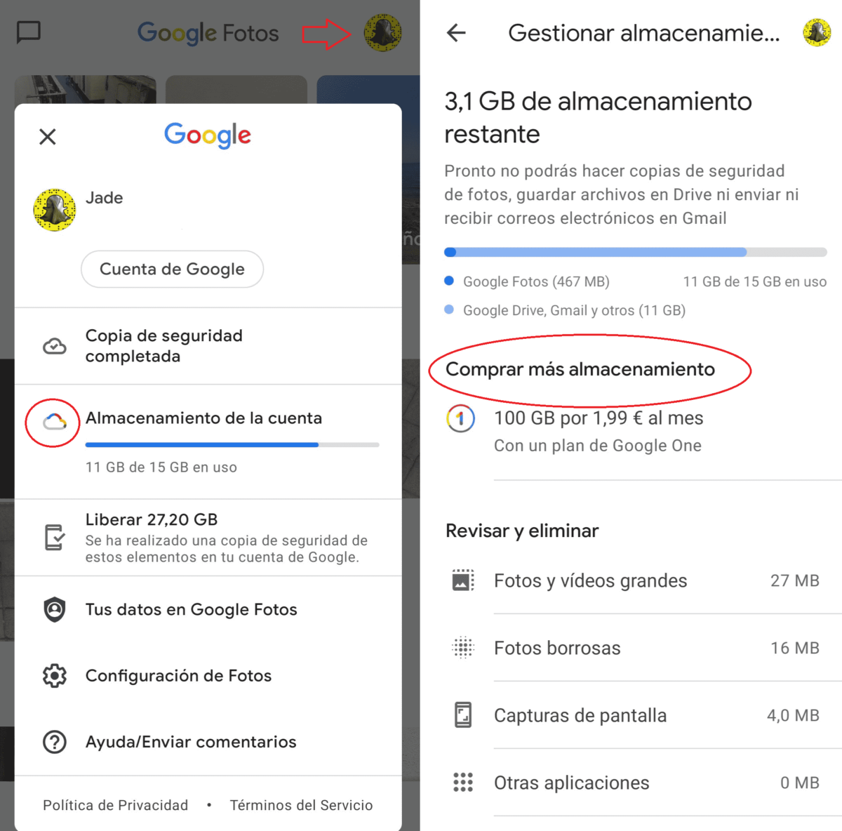how much space is left in google photos