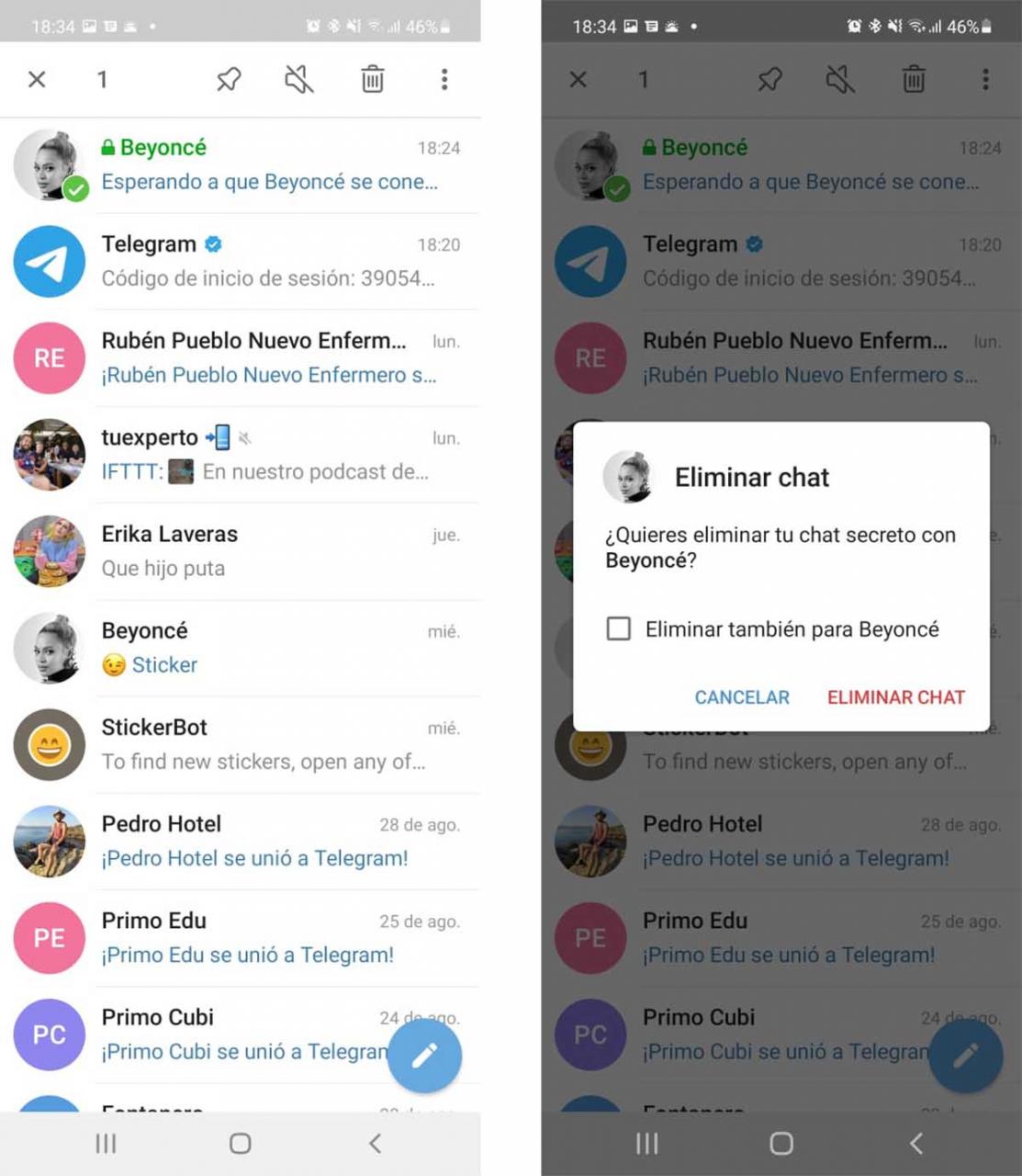 how to delete a secret chat on Telegram