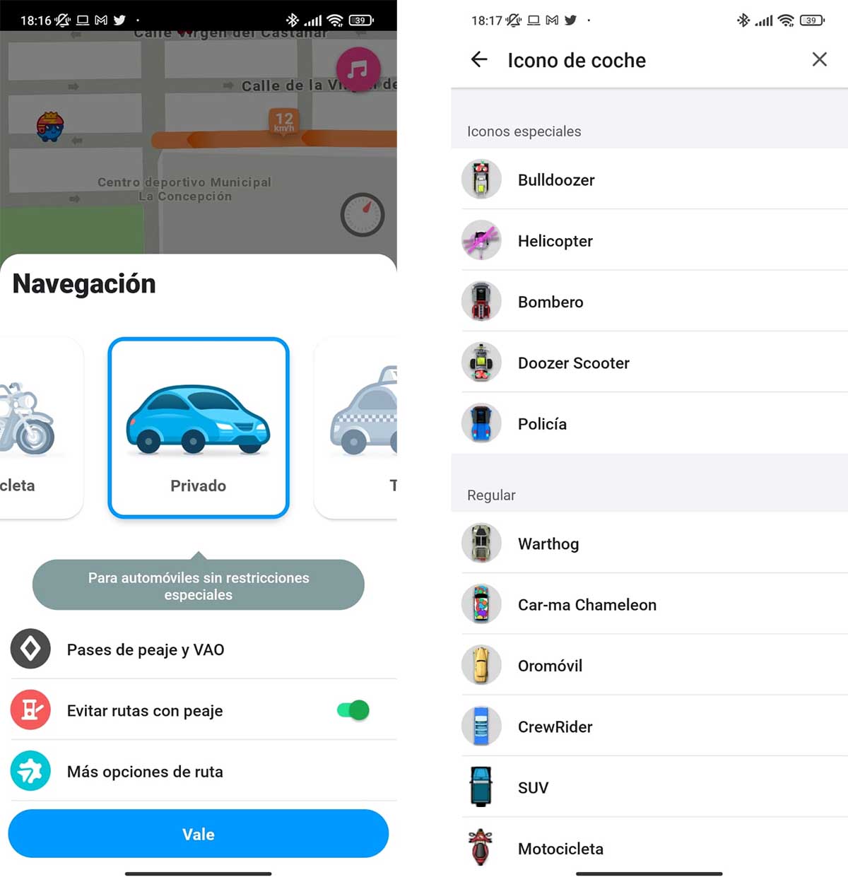 how to change your vehicle in Waze