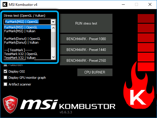 MSI Kombustor stress test