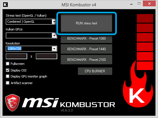 Running Testing in MSI Kombustor