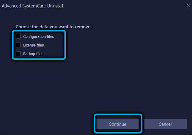 Advanced SystemCare Uninstall Options