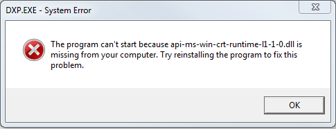 Api-ms-win-crt-runtime-l1-1-0.dll error in Windows 7
