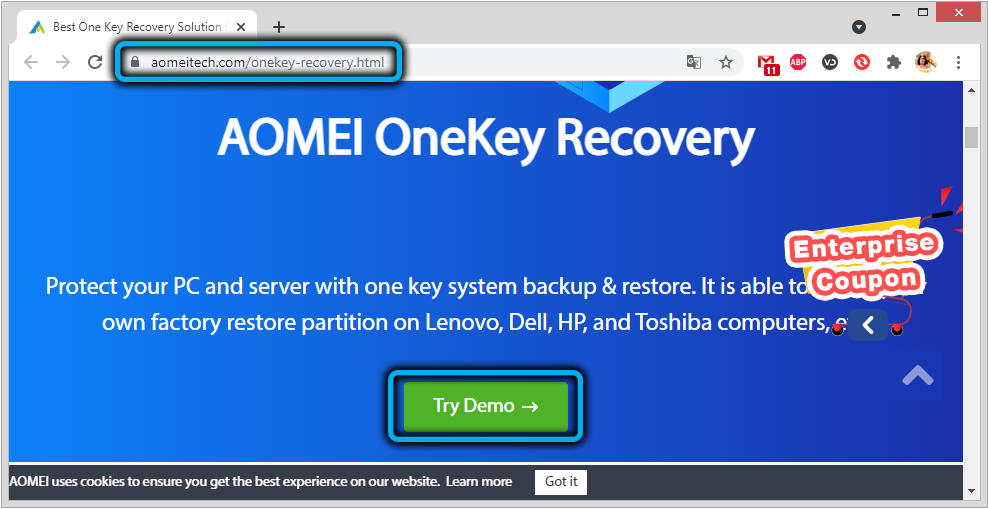 Download AOMEI OneKey Recovery